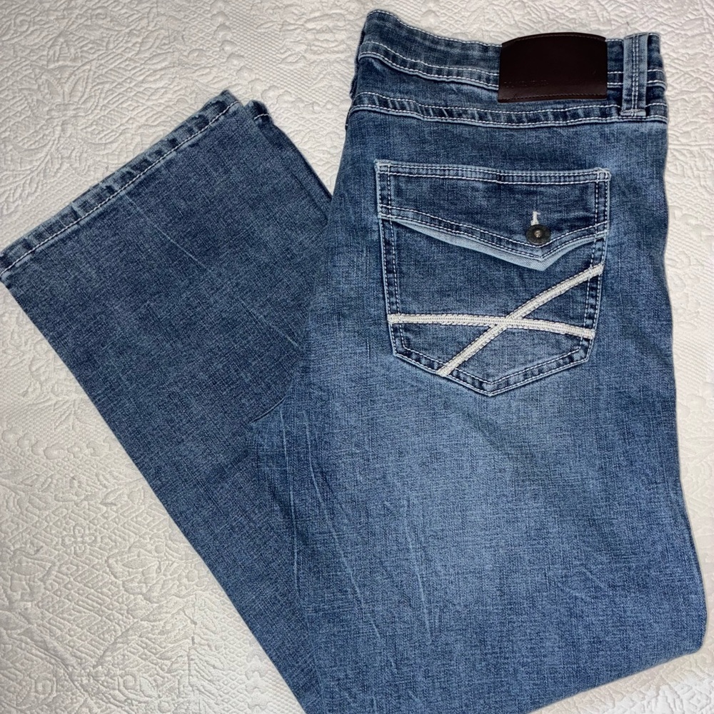 NWOT Men's TK Axel Nantckt Slim Bootcut Denim Jeans Size 36x32